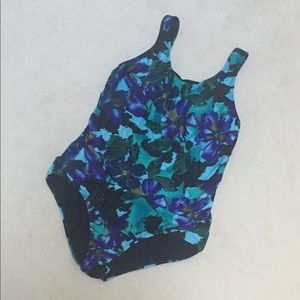 WaterPro Swimsuit Swimwear One Piece Floral Blue